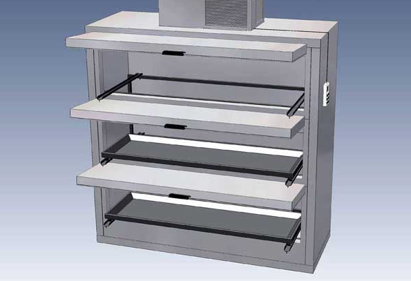 Камера холодильная специальная медицинская KSM B3 (на 3 тела с продольной загрузкой, с 3 дверьми, размеры холодильной камеры Д/Ш/В: 2460 x 900 x 2200 мм)